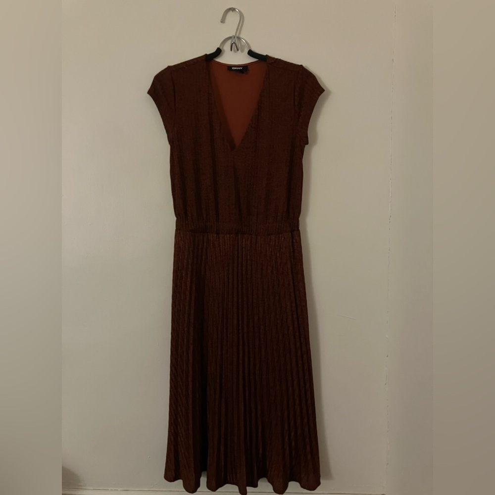 DKNY Rust-colored Midi Dress in Excellent Condition, Size Small